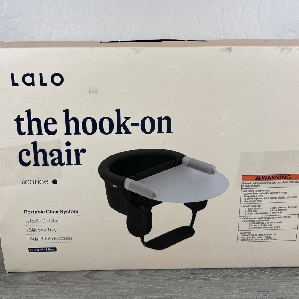 Lalo The Hook-On Chair Portable High Chair Licorice Black with Silicone Tray